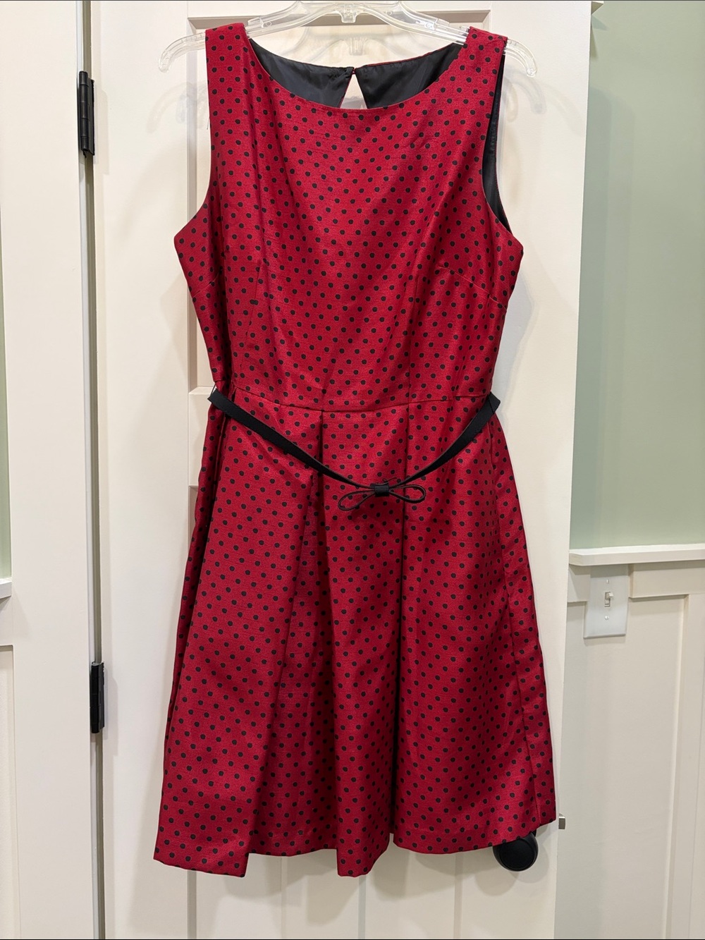 Sleeveless Red Polka Dot Fit-and-Flare Dress